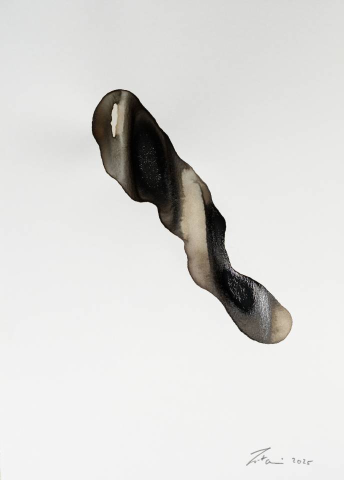 Abstract painting - Ink on Paper - Artwork by Nabil Zitouni 