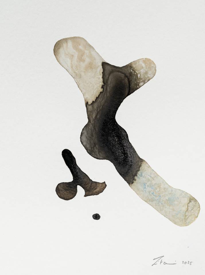 Ink on Paper - Abstract artwork - painting by Nabil Zitouni