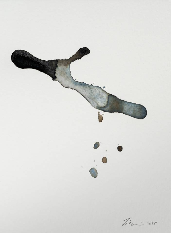 Ink on Paper - Abstract artwork - painting by Nabil Zitouni