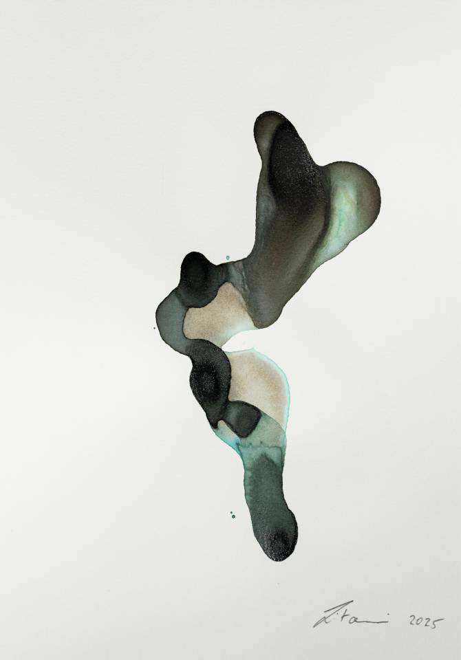 Ink on Paper - Abstract artwork - painting by Nabil Zitouni