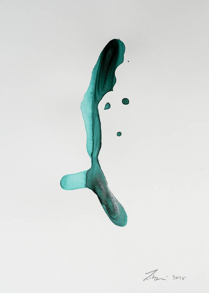 Ink on Paper - Abstract artwork - painting by Nabil Zitouni