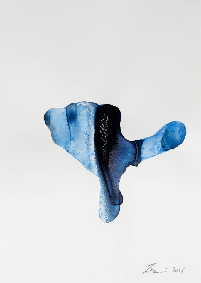 Ink on Paper - Abstract artwork - painting by Nabil Zitouni