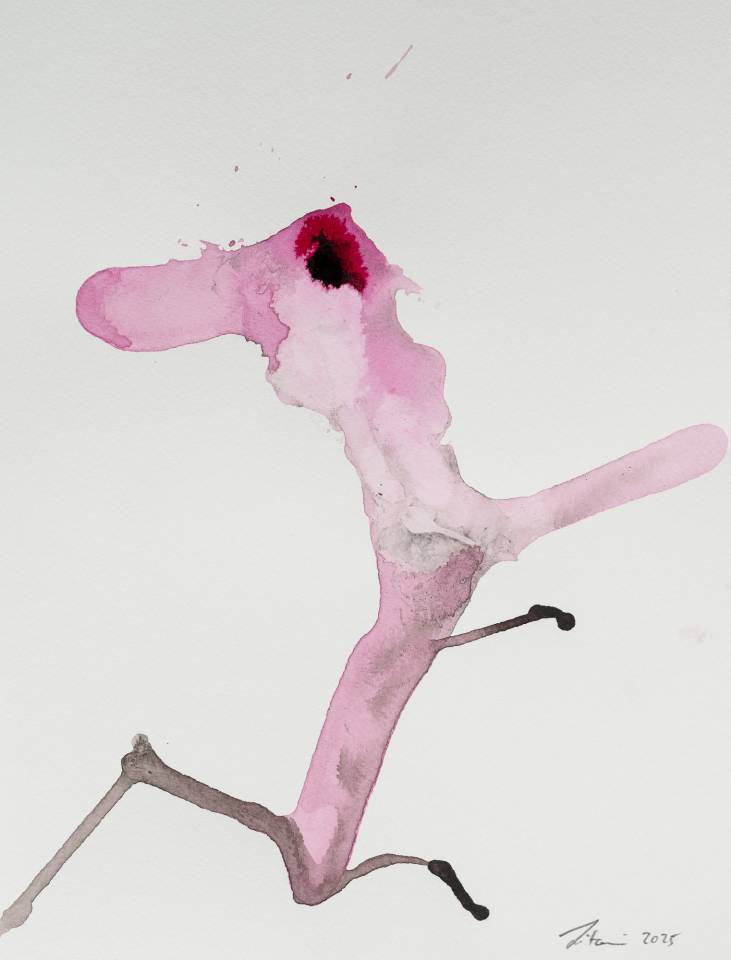 Ink on Paper - Abstract artwork - painting by Nabil Zitouni