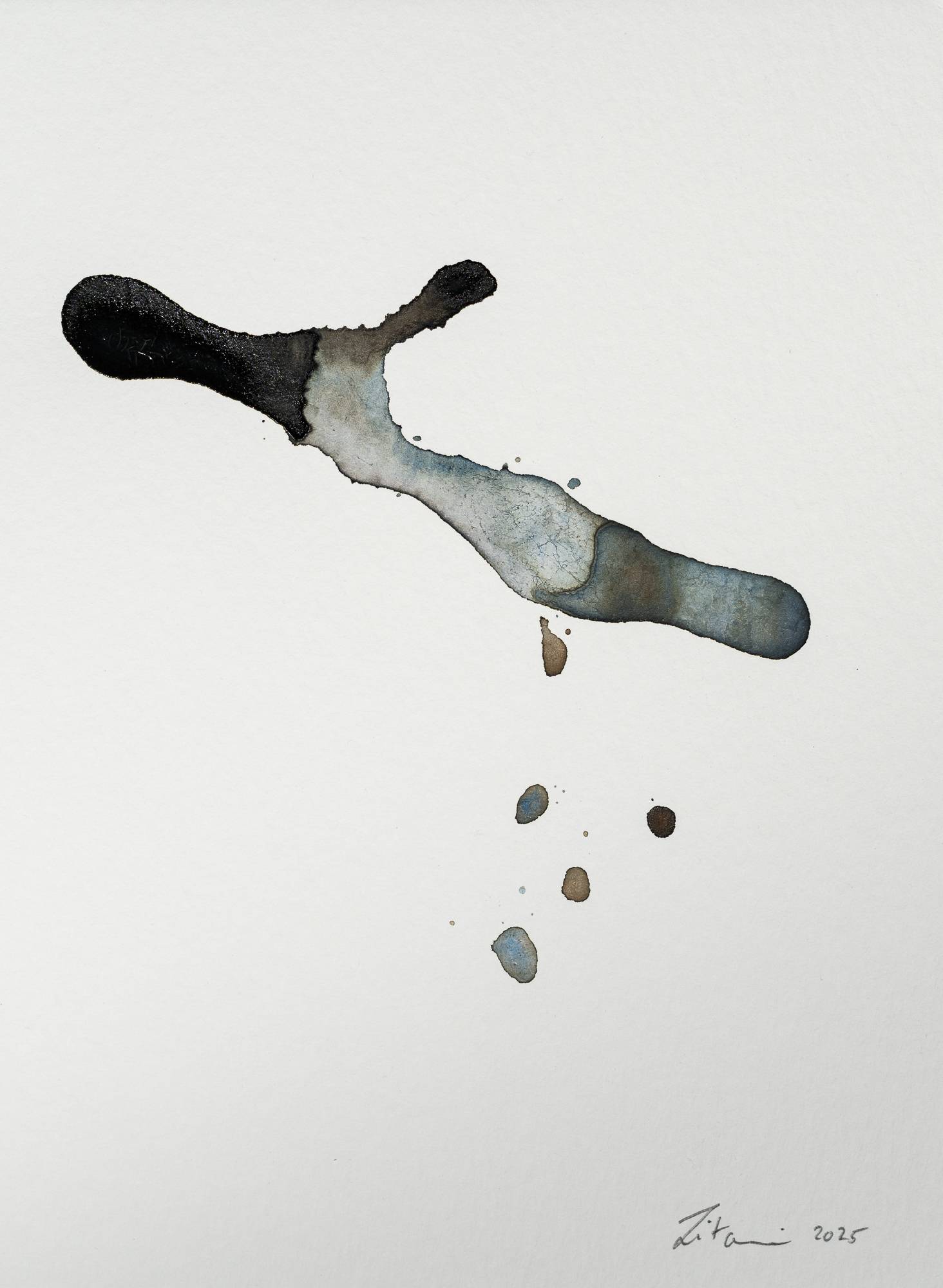 Ink on Paper - Abstract artwork - painting by Nabil Zitouni