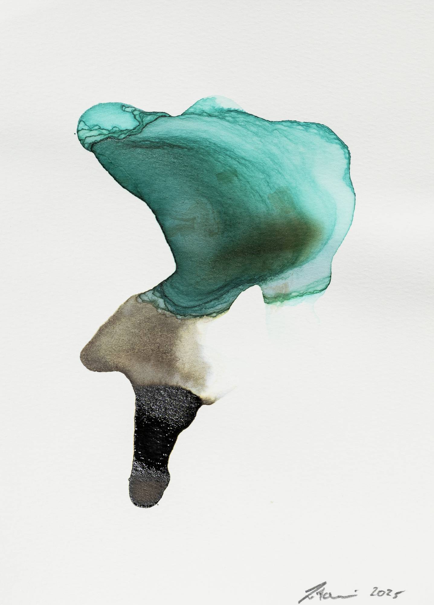 Ink on Paper - Abstract artwork - painting by Nabil Zitouni