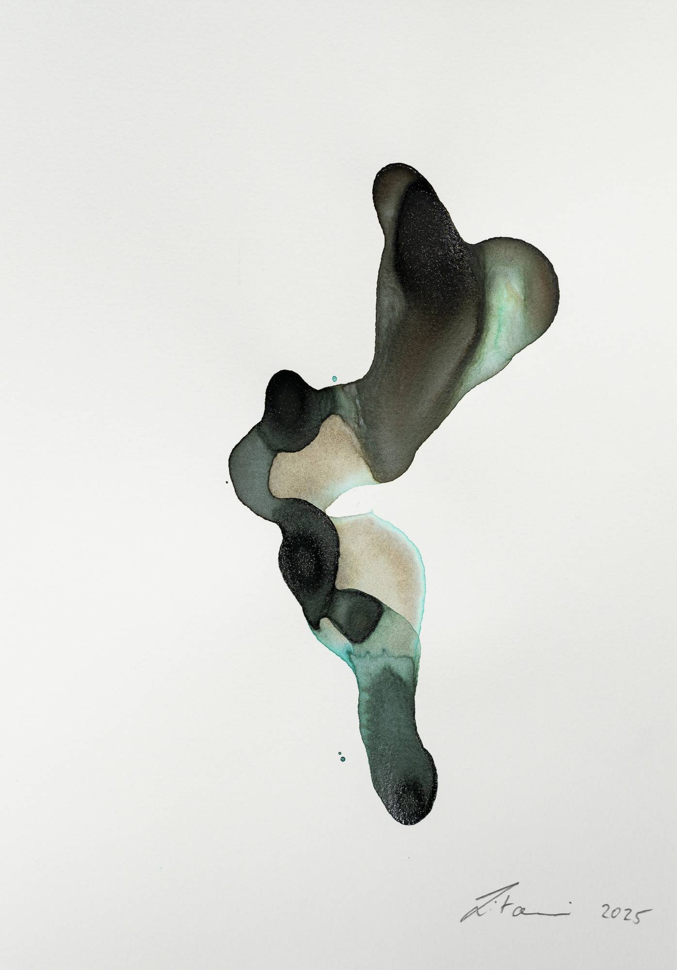 Ink on Paper - Abstract artwork - painting by Nabil Zitouni