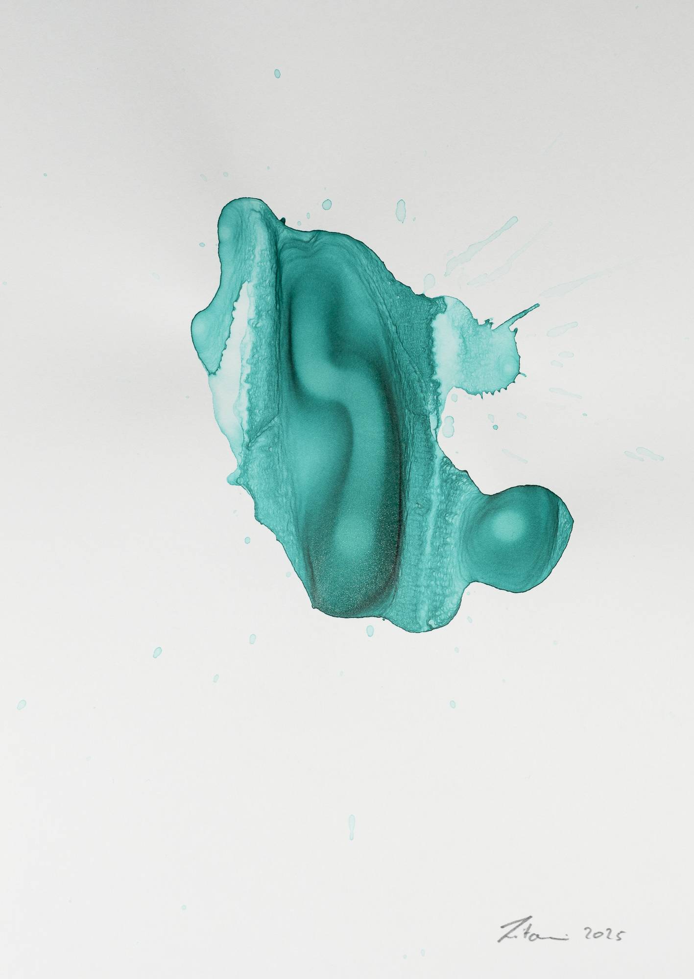 Ink on Paper - Abstract artwork - painting by Nabil Zitouni