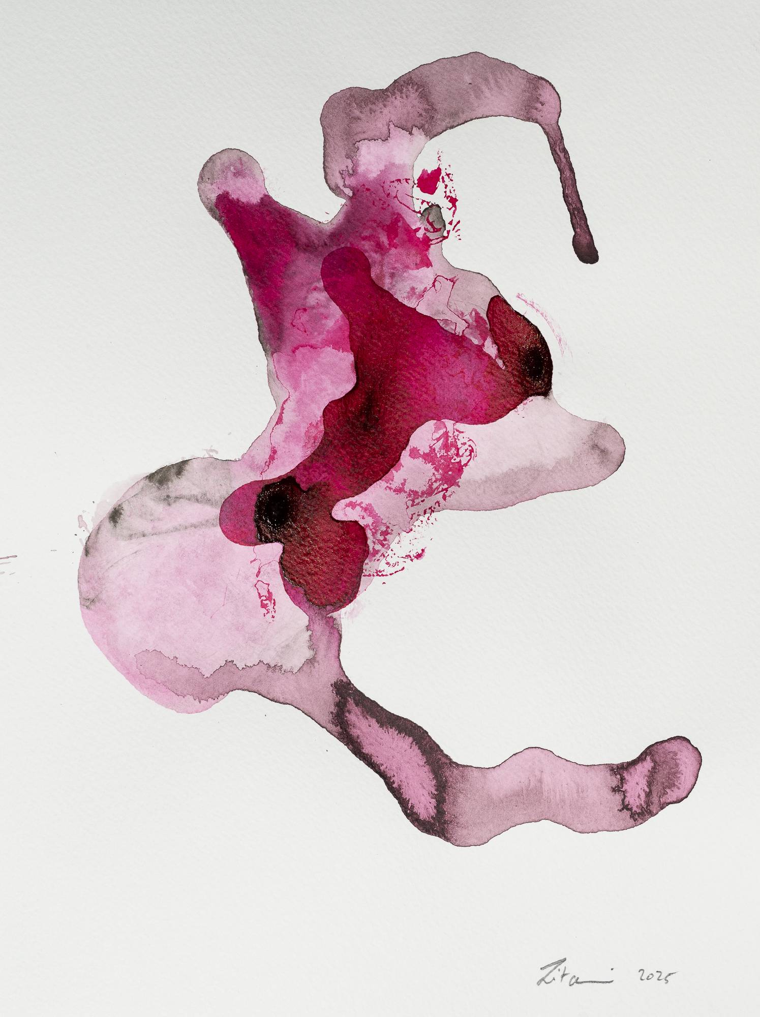 Ink on Paper - Abstract artwork - painting by Nabil Zitouni